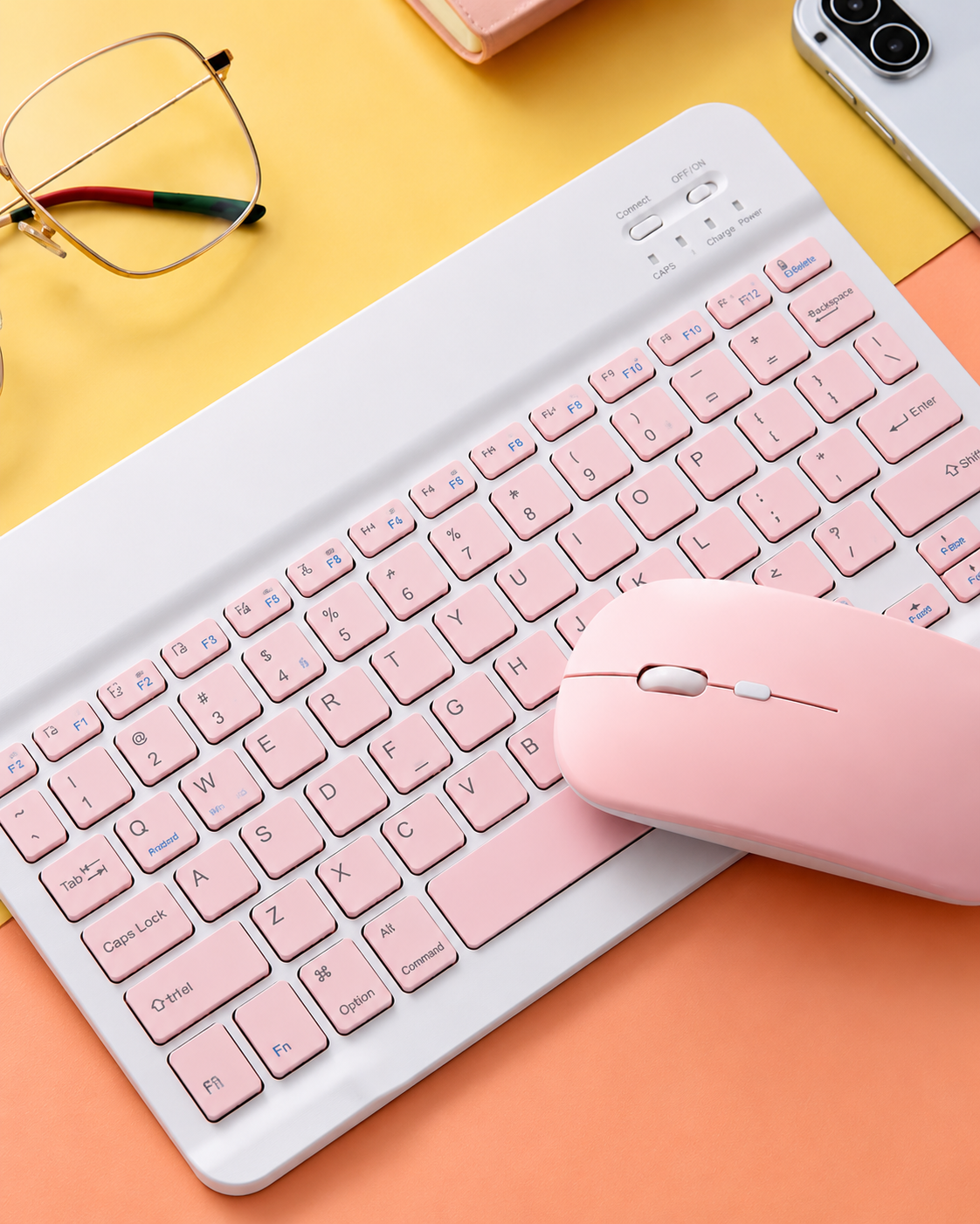 KIT TECLADO + MOUSE INALAMBRICO ROSA