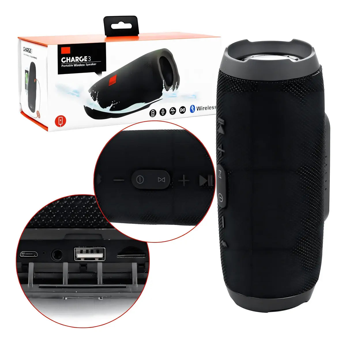 Altavoz Charge Mini 3 Bluetooth USB negro