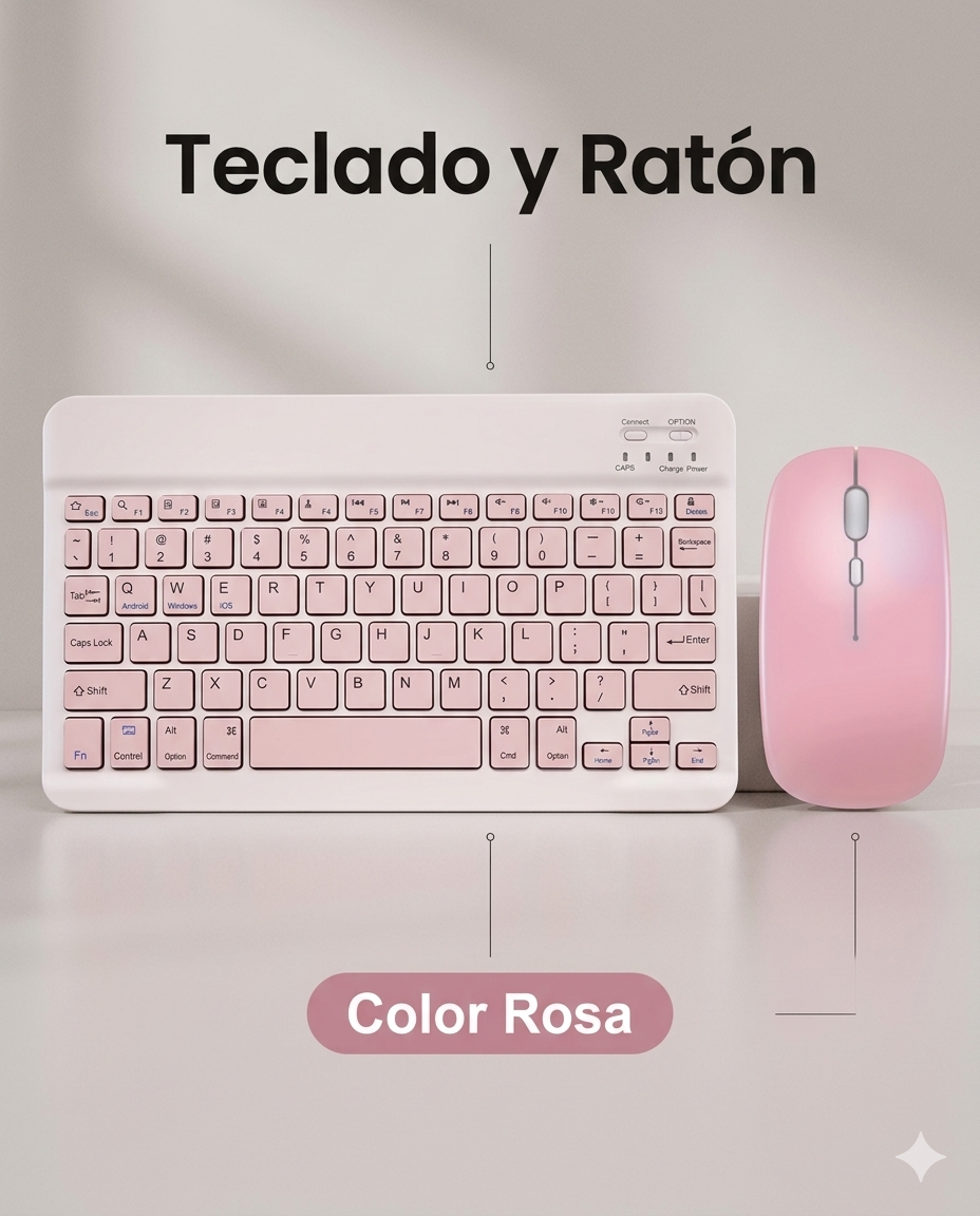 KIT TECLADO + MOUSE INALAMBRICO ROSA