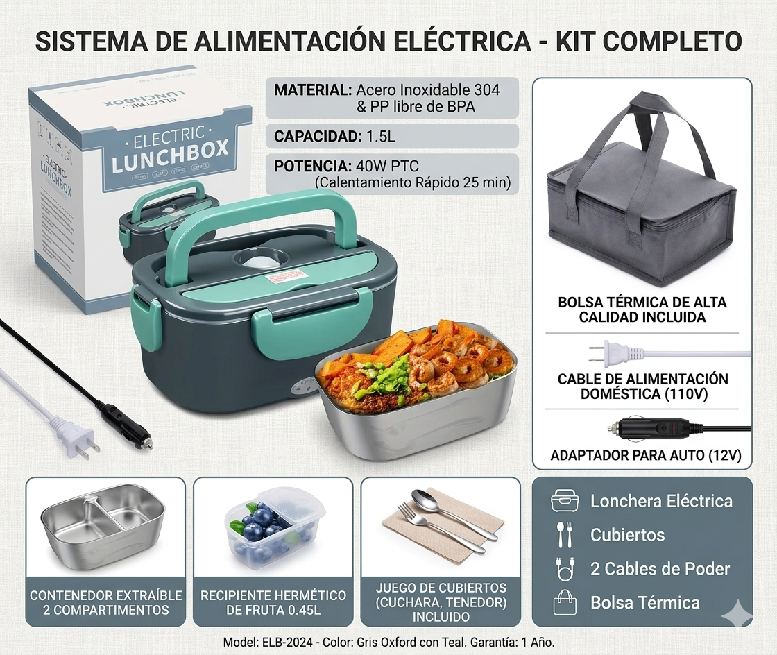 Lonchera Eléctrica Calentador de Comida Portátil